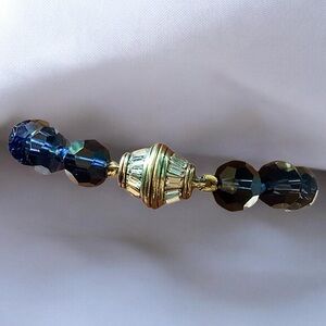 Heidi Daus  Navy Blue & Gold Beaded Bracelet with Silver Crystal Accents. NWOT